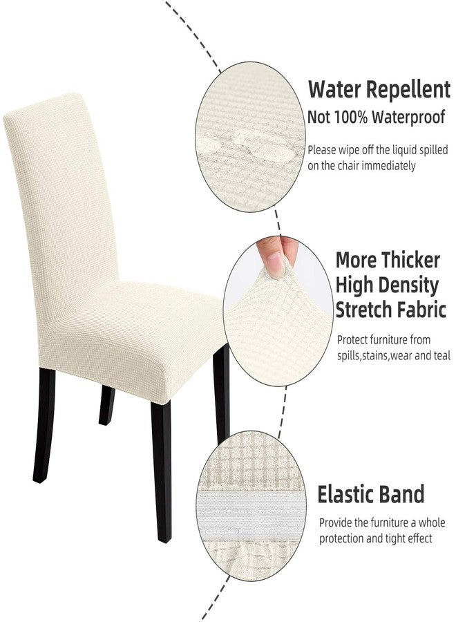 Artrello Chair Covers for Dining Room - Stretch Chair Slipcovers for Decorative Seat Protector Armless Removable Washable Elastic Dinner Universal Spandex Solid Chair Slip Covers Set (Cream,4) - Image 2